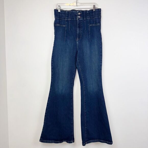 Free People We The Free Jayde Flare Jeans Super High Rise Stretch Denim Size 32 - Picture 2 of 10